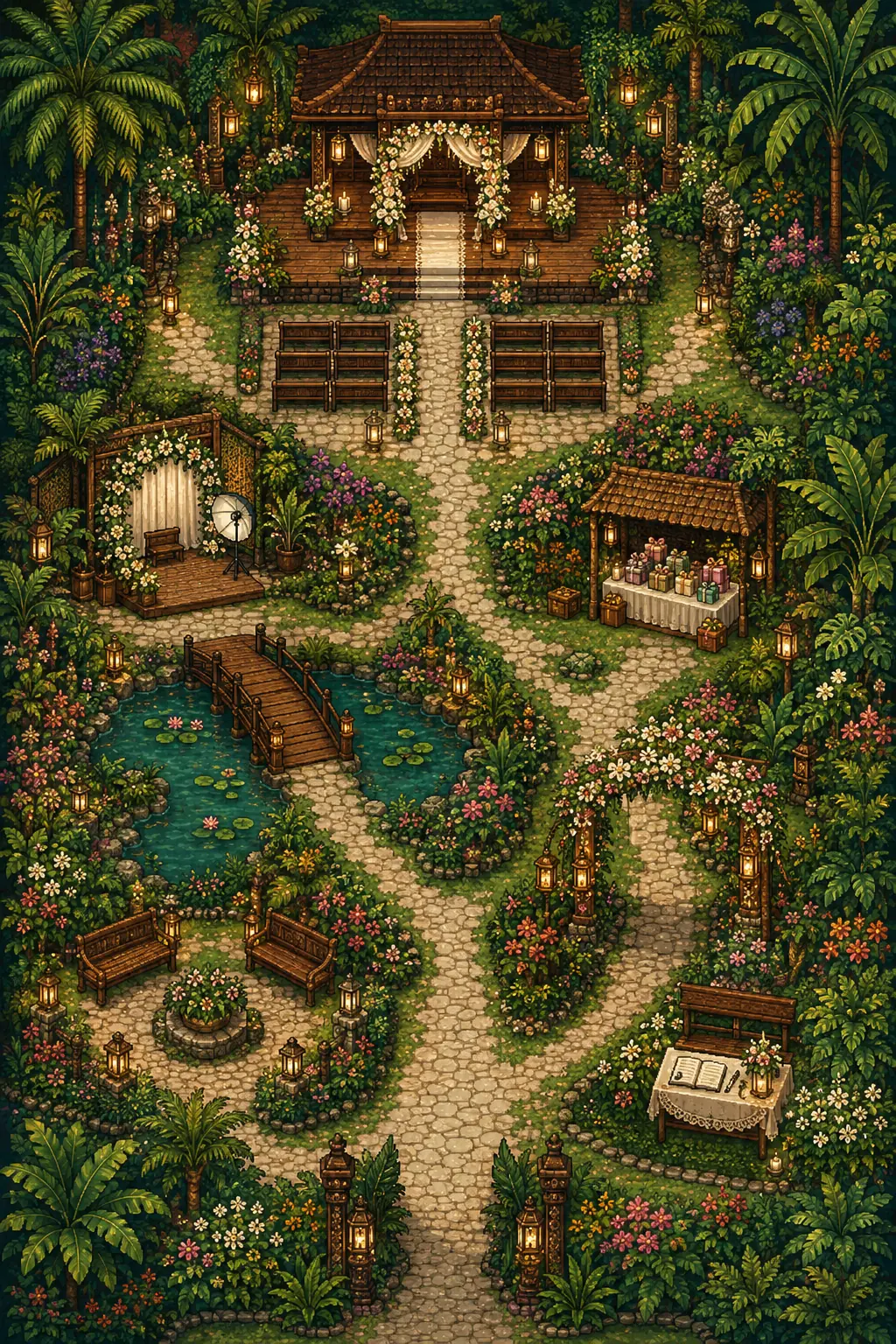 Taman pernikahan bergaya pixel